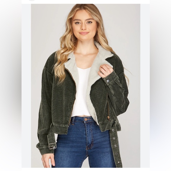 Vylette Corded Shearling Corduroy Moto Jacket Women’s M - Picture 1 of 12